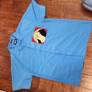 Men's Laughing Buddha button down short sleeve shirt